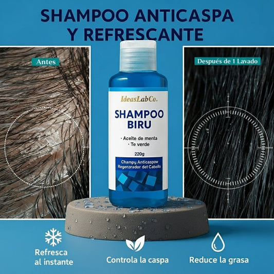 Shampoo Biru - Anticaspa con Menta y Té Verde