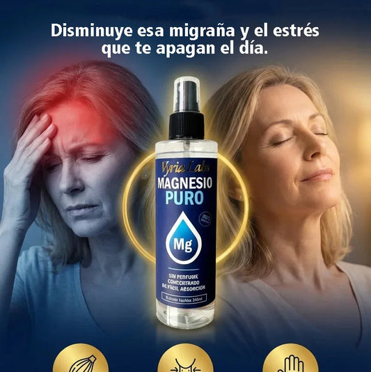 SPRAY DE MAGNESIO - Alivia la migraña y estrés.